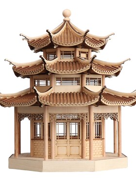 新中式古建筑三层八角亭样板房售楼处客厅玄关别S墅家居装饰品摆
