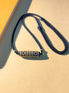 四眼天珠项链天然西藏真品男女配饰横穿挂绳玛瑙文玩毛衣锁骨链