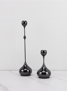 欧式轻奢金属水滴银色蜡烛台装饰样板房家居客厅桌面餐厅工艺摆件