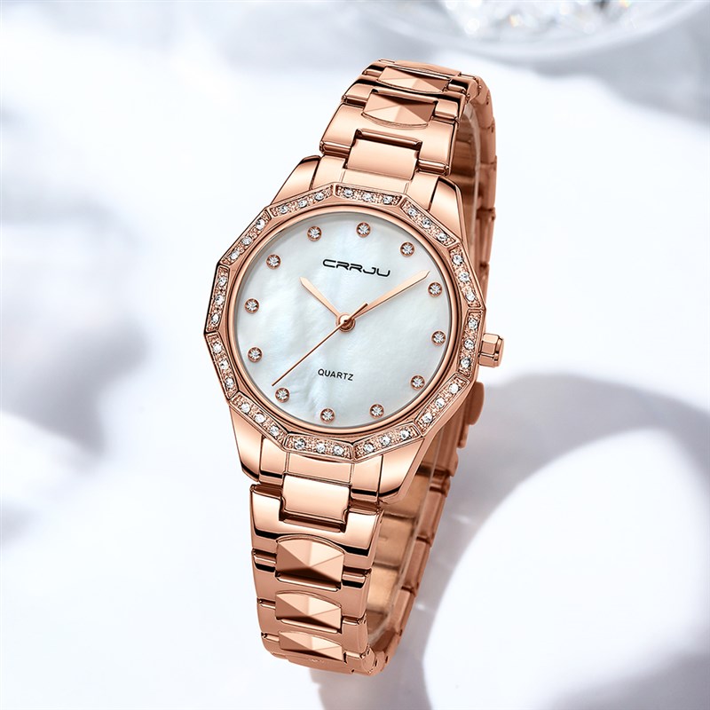 新品Women racelet Watch ose old Fashion Luxury Stainless Ste - 图1