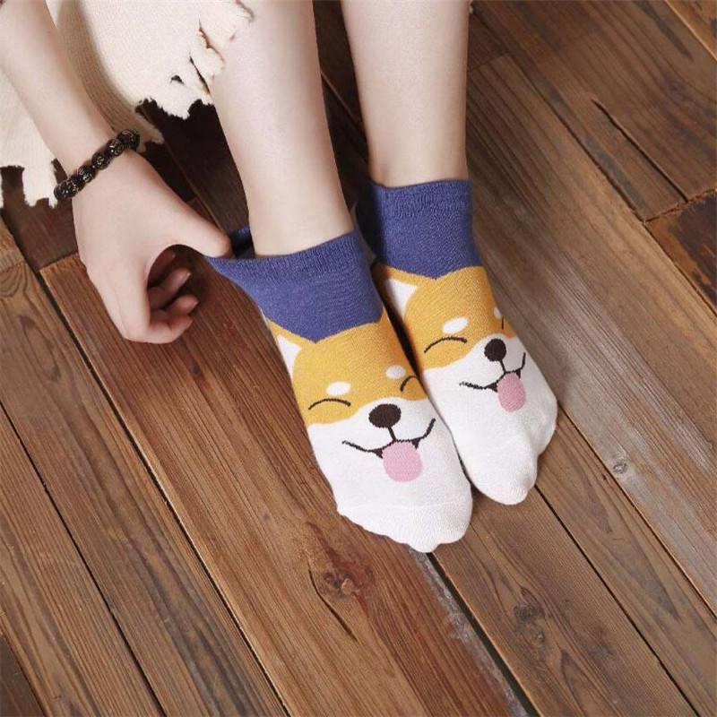 速发Cartoon animal women's socks cute cats dogs casual strai - 图3