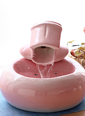 创意客厅小型迷你流水摆件陶瓷循环水办公室桌面加湿器招财装饰品