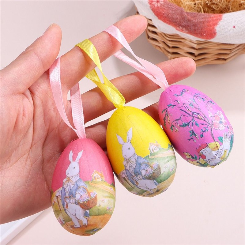 推荐12/24PCS Foam Easter Eggs Happy Easter Decorations Paint-图2