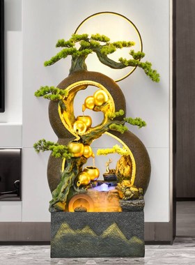 五福临门葫芦流水生财喷泉摆件循环水客厅假山风水轮落地景观装饰