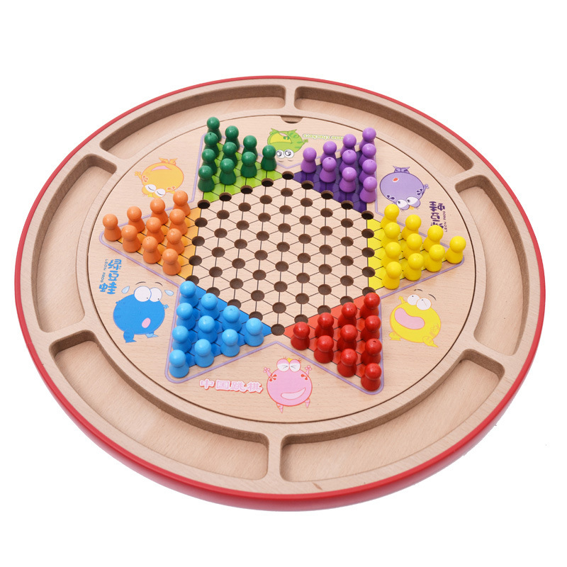 极速Wooden Chess Checkers Educational Parent-child Chess Gob - 图3