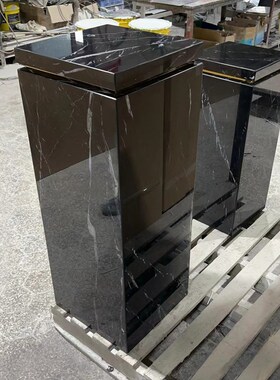 天然黑白根大理石摆件底座酒店别墅玄关装饰石材柱子雕塑台定制