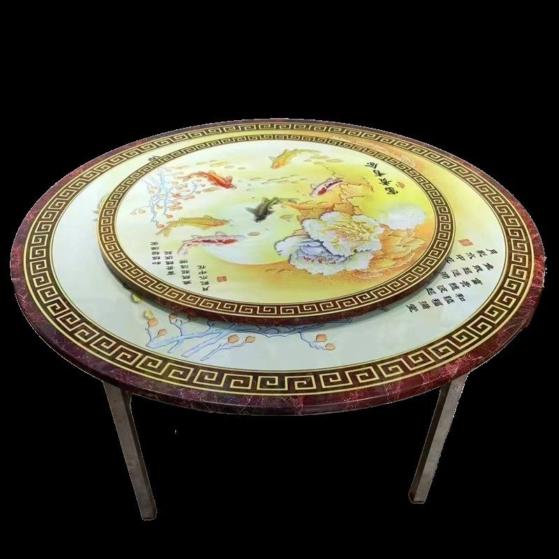 加厚304不锈钢圆桌带转盘家用圆餐桌彩图商用折叠饭台饭桌免安装,淘宝优惠券,粉丝福利购,淘宝优惠卷