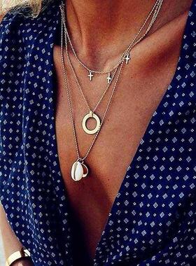 小众高货Necklaces For Women Golden Geometric Charm Chains Je