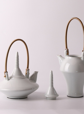 中式茶室桌面摆件样板房办公室会C客厅茶具餐厅博古架陶瓷茶壶摆