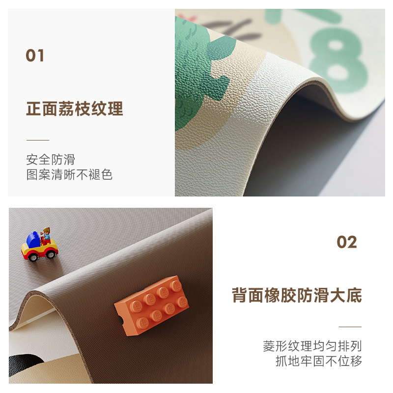 地垫儿童阅读区pvc防水可擦洗高级感卡通圆形卧室床边儿童房地毯 - 图3