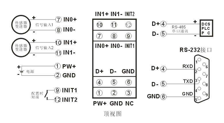 双路4-20ma/0-10v/0-75mvz/0-2.5V模拟量转232/485数据采集模块-图2