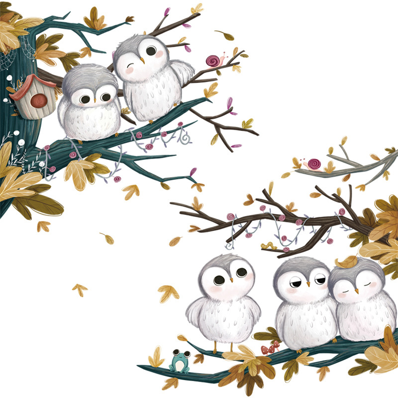 Cartoon cugte animal owl wall decoration decals kindergarten - 图3