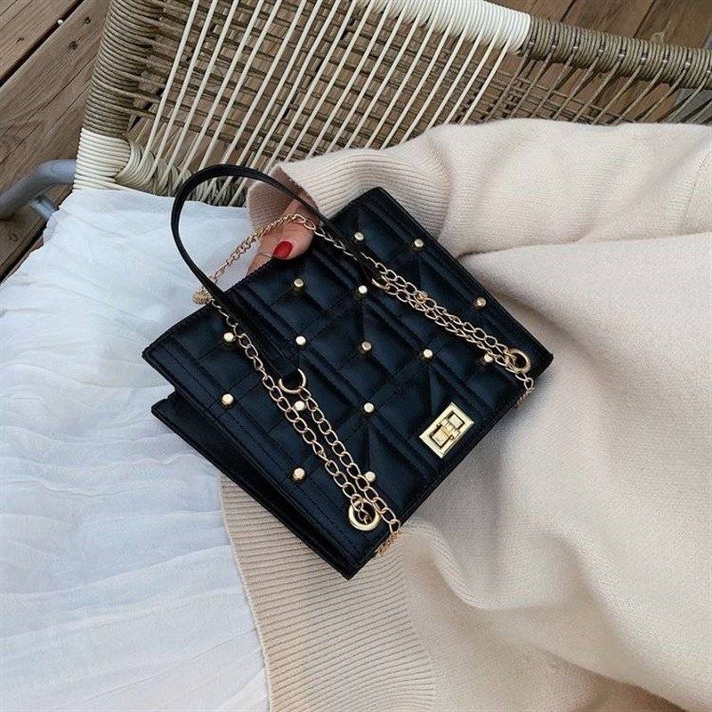 单肩包女大包包2021新款潮韩版斜挎包铆钉链条包大容量转锁包,淘宝优惠券,粉丝福利购,淘宝优惠卷