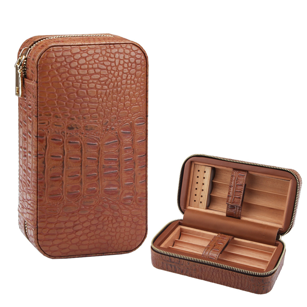 极速Leather Cigar box portable cigar holster Cigar humidor - 图2