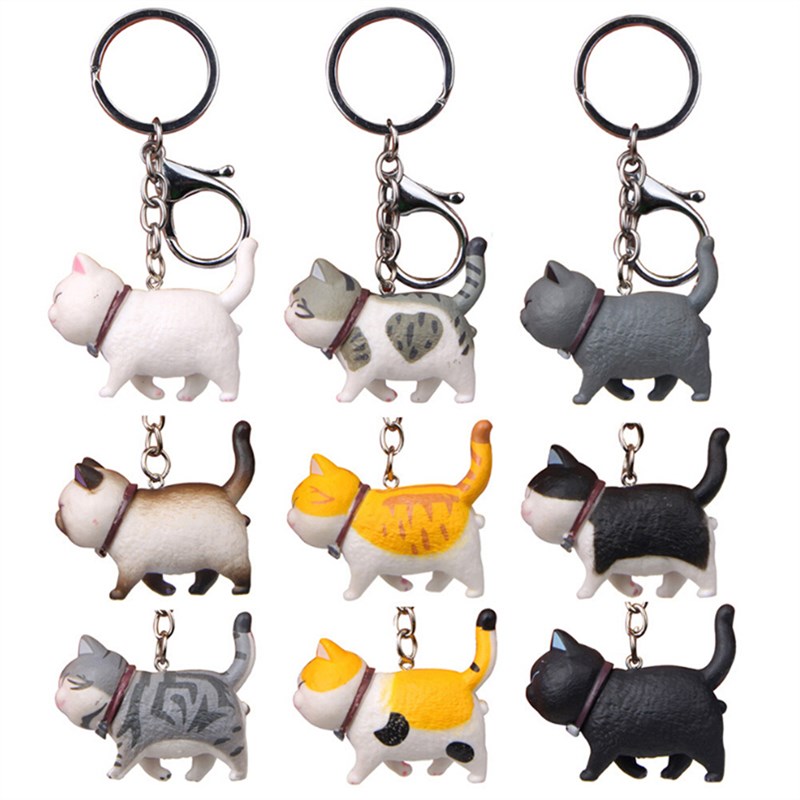 推荐Cute Cartoon Kittens Keychain Cure Animal Key Chain Crea - 图2