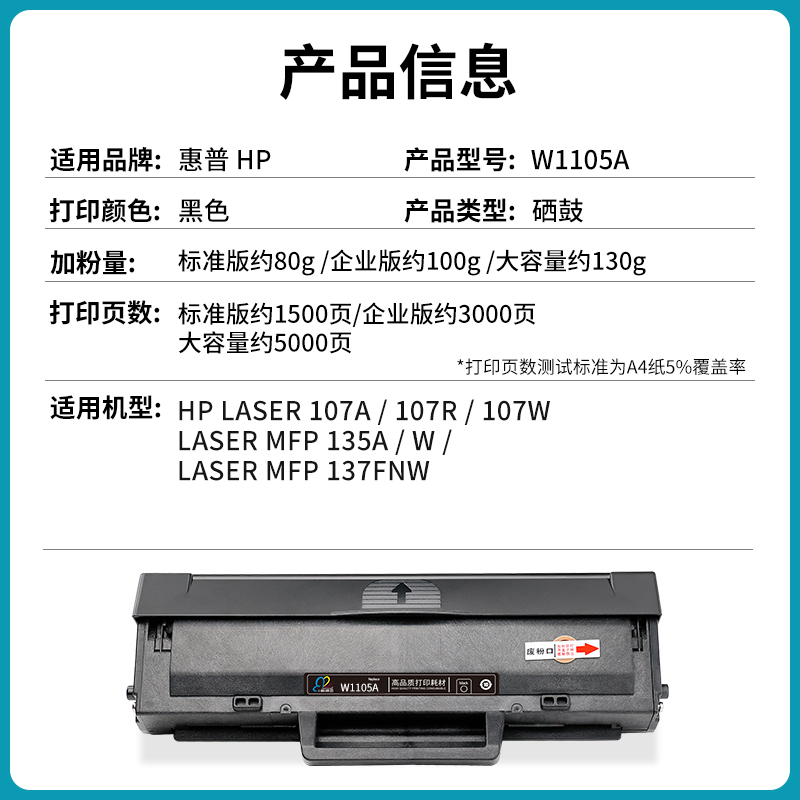 适用惠普135w硒鼓137fnw 107w/ao 135a粉盒HP Laser MFP w1106a打 - 图1