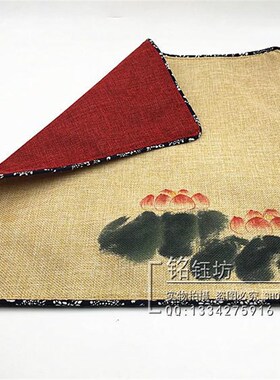 玉器展示布看货布珠宝首饰麻布绒布J红黄两面亚麻拍照背景布