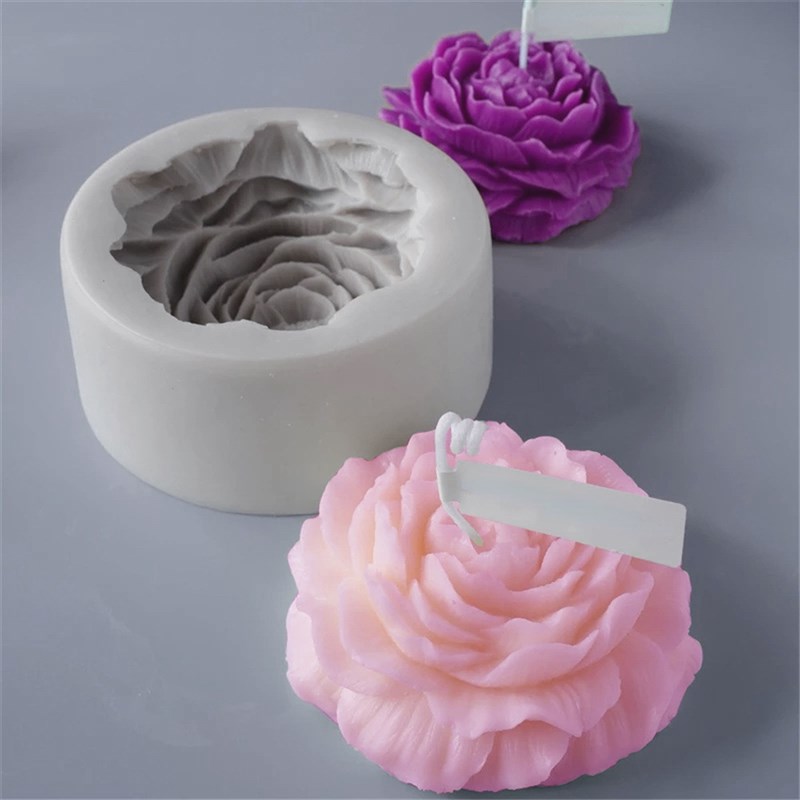 极速Large Peony Lotus Tulip Flower Candle Mold Handmade Soap - 图0