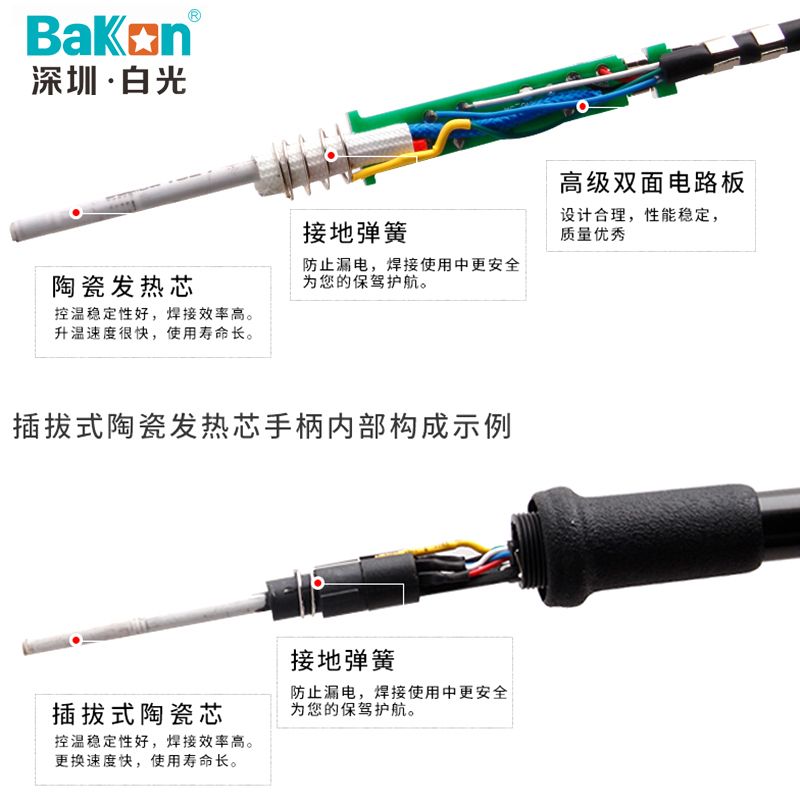 。白光新品SBK96C插拔式陶瓷芯65W电烙铁可调温数显防静电恒温焊 - 图2