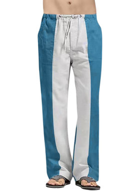 现货Men's Casual Patchwork Pants FullG Length Pants Mid Wais