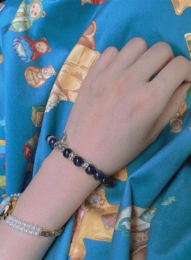 《星空下的大象》蓝砂石 泰国大象 水晶手链 贝奇原创手作