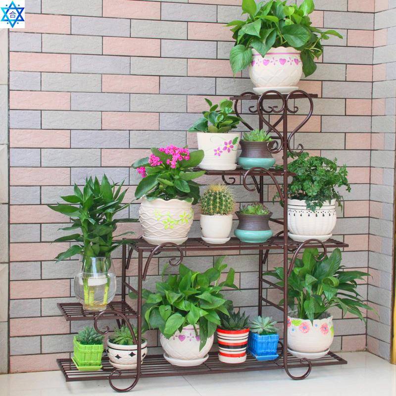 极速Family balcony flowerpot stand shelf green plant put rac-图1