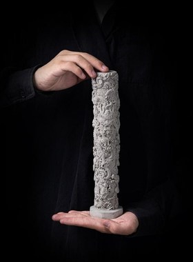 新中式九龙柱鱼缸造景石摆件玄关客厅创意桌面装饰品乔迁送礼大号