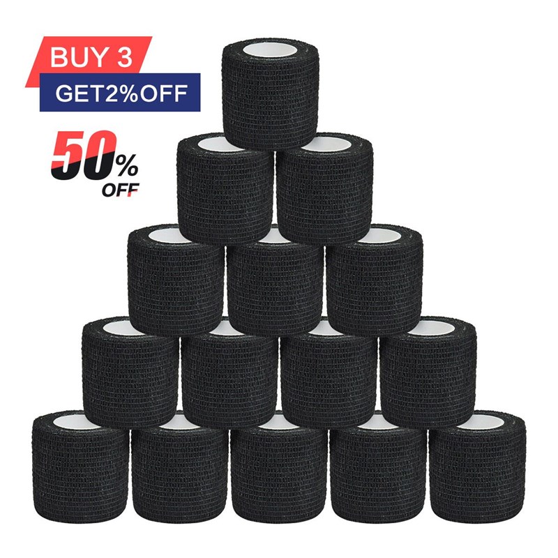 极速1/6/10Pcs 4.8m Black First Aid Self Adhesive Cohesive El - 图0