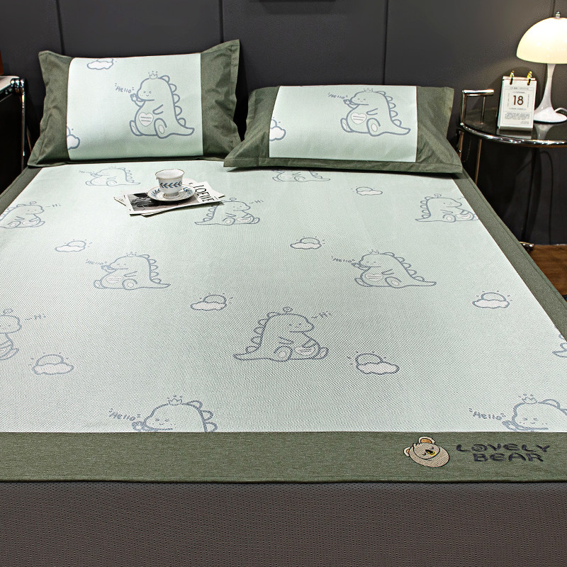 凉席夏季印花冰丝席床笠三件套软席子夏天家用可水洗折叠冰藤席,淘宝优惠券,粉丝福利购,淘宝优惠卷