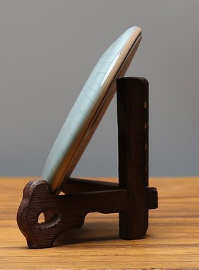 中国风汝窑汝瓷玉璧平安扣和氏璧陶瓷桌面小摆件多宝阁玄关装饰品