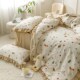 Hanamachi small fresh floral pure cotton bed four-piece set cotton field H garden style bed sheet dormitory three-piece set lace forest