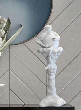 现代北欧创意抽象人物雕塑桌面摆件儿童房思考者卡通客厅艺术装置