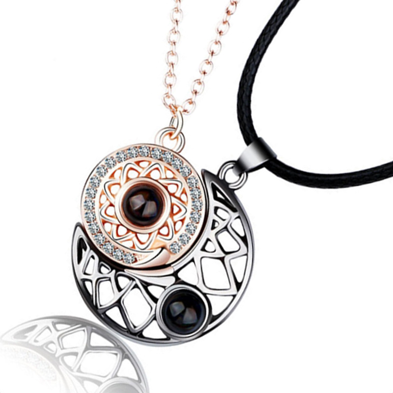 新品Couple Matching Necklace Sun Moon Necklaces for Lovers G - 图1