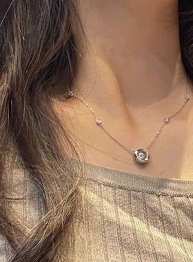 XIN饰界莫比乌斯环999纯银项链女小众2024新款轻奢跳动的心锁骨链