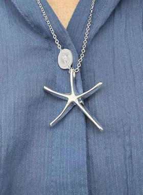 小众设计银色立h体海星项链女韩系ins风简约日常百搭锁骨链配饰潮