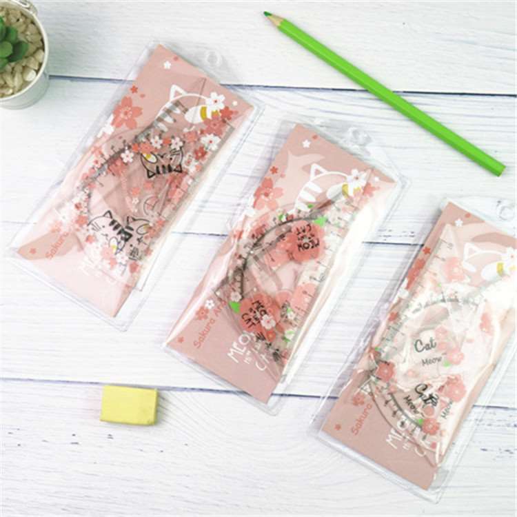 新品Acrylic set ruler bag cartoon transparent ruler triange - 图0