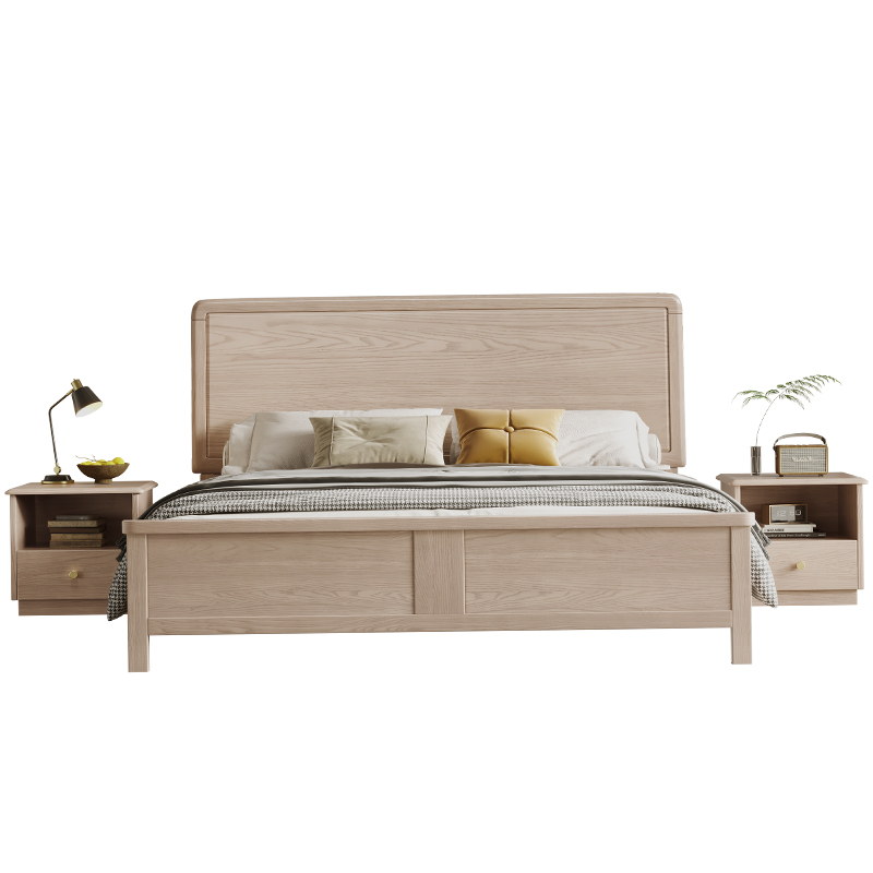 白蜡木实木床现代简约主卧室婚床1.8米双人床北欧储物床一米五床-图2