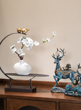 新中式铁艺摆件j客厅电视柜茶室书房书架古风创意玄关桌面装饰品