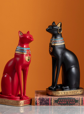 埃及猫咪创意小摆件客厅玄关博古架的家装酒柜装饰品摆Z设家居饰