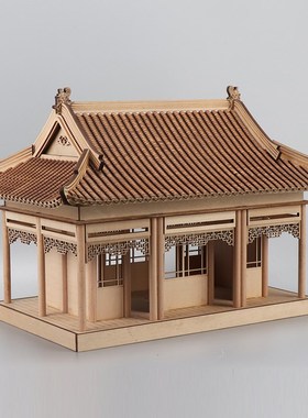新中式禅意中国风木制q古建筑亭子模型摆件样板房客厅玄关软装饰
