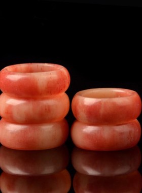 天然血料驼骨戒指骆驼骨指环满血料骨头红色男女款动物骨头兽文玩