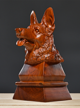 花梨木雕狗头g摆件工艺品生肖狗红木雕刻狗饰品客厅办公玄关送礼
