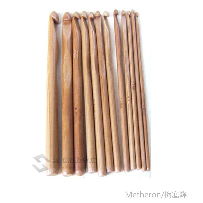 速发12pcs Bamboo Crochet Hook Set DIY Knitting Needles Handl-图1