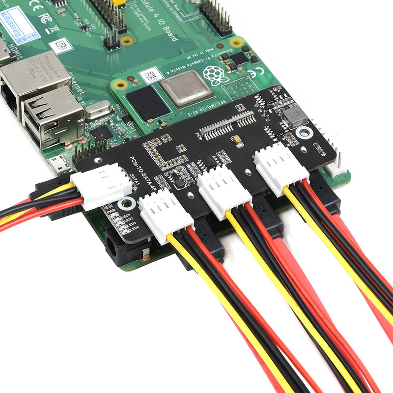 新品树莓派CM4 PCIE高速SATA30B转接板 PCIE转四路SATA30扩展板模 - 图0