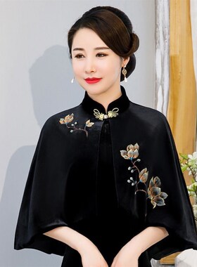 搭配旗袍披肩婚礼妈妈金丝绒高端高贵外套气质刺绣短外套坎肩婆婆