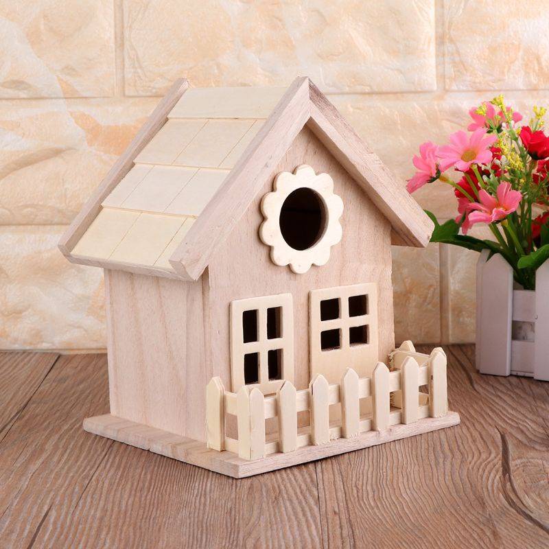 推荐425D Creative Wooden Bird House Breeding Cage Box Feedin-图0