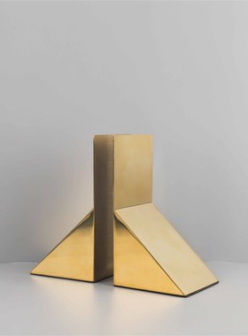 现代简约金属三角形书档书靠桌面摆件客厅卧室书房酒店家居装饰品