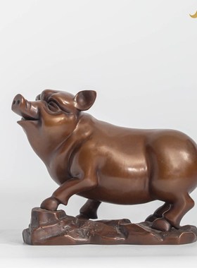 铜乾坤纯紫铜猪摆件12生肖工艺品客厅入户玄关家居装饰品高档礼品