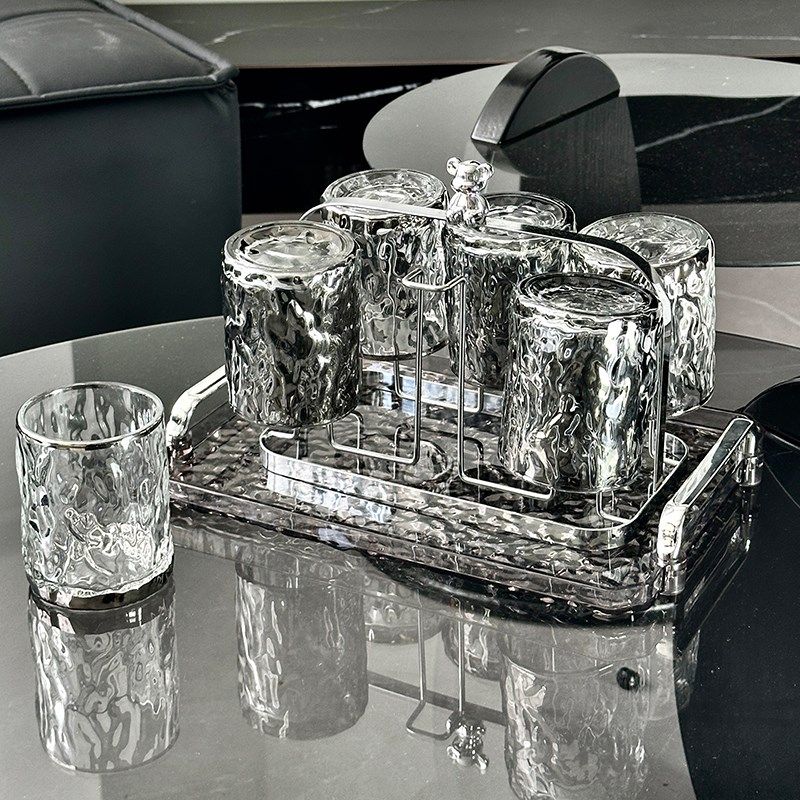 高颜值水杯套装家用客厅茶杯玻璃水杯子收纳置物杯架托盘沥水水具,淘宝优惠券,粉丝福利购,淘宝优惠卷