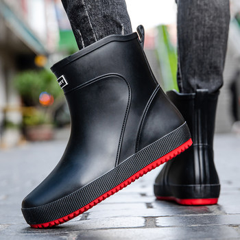 ຄົນອັບເດດ: ເຍຍລະມັນ b medium-tube waterproof shoes rain boots men's non-slip youth rain boots men and women fishing plus velvet rubber shoe covers